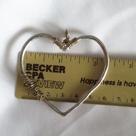 Heart Shape Pendant Silver Plated with Brass details - No chain - Picture 5 of 5